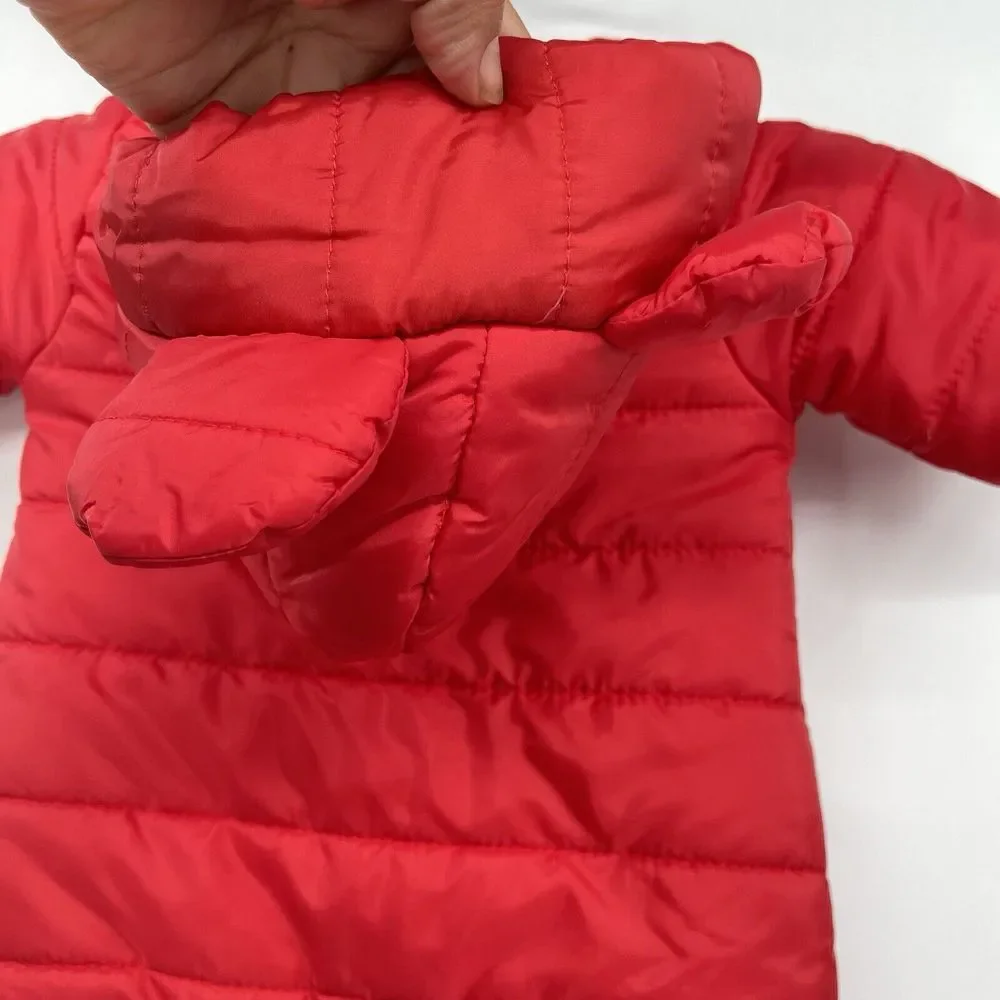 Disney Baby 3-6M Mickey Mouse Snowsuit Infant Red Puffer Sherpa Lined‎ Hooded